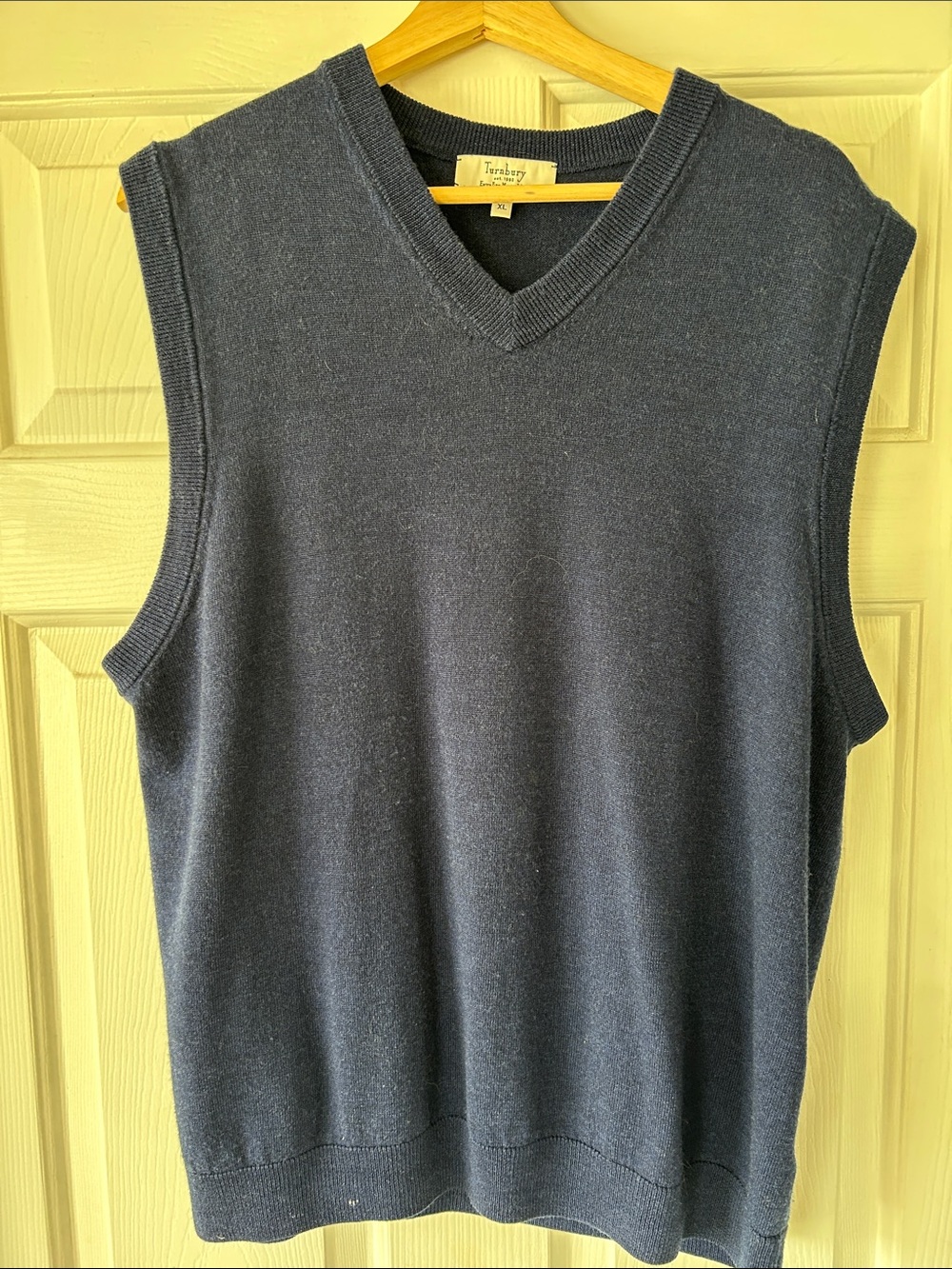 Classic Navy V-Neck Sweater Vest by Turnbury